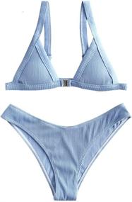 img 4 attached to ZAFUL Swimwear Textured Triangle Adjustable Women's Clothing ~ Swimsuits & Cover Ups