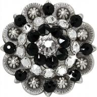 antique silver berry rhinestone crystal concho 1.5 inch jet crystal srtp bs9163-2 logo