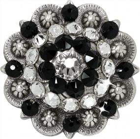 img 4 attached to Antique Silver Berry Rhinestone Crystal Concho 1.5 Inch Jet Crystal SRTP BS9163-2
