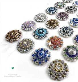 img 3 attached to Antique Silver Berry Rhinestone Crystal Concho 1.5 Inch Jet Crystal SRTP BS9163-2