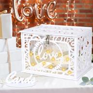 ourwarm wedding card box with lock and string lights - ideal for graduation, bridal or baby showers, anniversaries, and birthdays - white pvc and easily customizable for personal touches logo