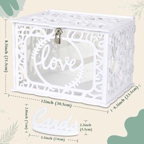 img 2 attached to OurWarm Wedding Card Box With Lock And String Lights - Ideal For Graduation, Bridal Or Baby Showers, Anniversaries, And Birthdays - White PVC And Easily Customizable For Personal Touches