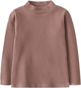 img 4 attached to 👶 Hstyle Unisex Baby Cotton Turtleneck Shirts - Long Sleeve Basic Solid Color Stripe Tops for Babies