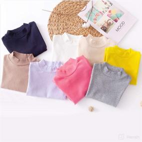 img 2 attached to 👶 Hstyle Unisex Baby Cotton Turtleneck Shirts - Long Sleeve Basic Solid Color Stripe Tops for Babies