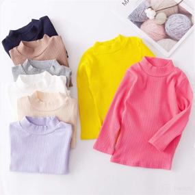 img 3 attached to 👶 Hstyle Unisex Baby Cotton Turtleneck Shirts - Long Sleeve Basic Solid Color Stripe Tops for Babies