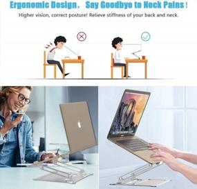 img 3 attached to 👩 KKUYI Adjustable Laptop Stand for Desk - Ergonomic Portable Laptop Riser, Silver - Compatible with MacBook Air Pro, Dell, HP, Lenovo Light Weight Laptops (10''-15.6'')