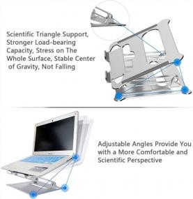 img 1 attached to 👩 KKUYI Adjustable Laptop Stand for Desk - Ergonomic Portable Laptop Riser, Silver - Compatible with MacBook Air Pro, Dell, HP, Lenovo Light Weight Laptops (10''-15.6'')
