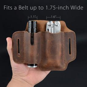 img 2 attached to Leatherman Multitool Sheath XXL EDC Leather Holster For Flashlights, 5 Inch Knives And Tactical Tools - Chestnut