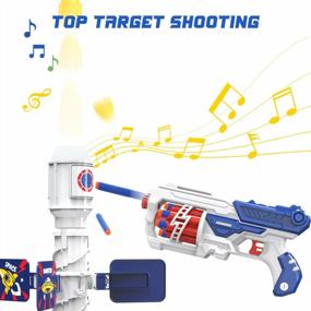 img 3 attached to Eaglestone Rocket Shooting Game Toys For 6,7,8,9,10+ Year Old Boys, Kids Toy Gun With 24 Soft Bullets Darts, Shooting Target W/ Sound, Light, Wrist Band, Christmas,Birthday Gifts For Kids