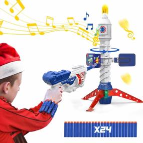 img 4 attached to Eaglestone Rocket Shooting Game Toys For 6,7,8,9,10+ Year Old Boys, Kids Toy Gun With 24 Soft Bullets Darts, Shooting Target W/ Sound, Light, Wrist Band, Christmas,Birthday Gifts For Kids