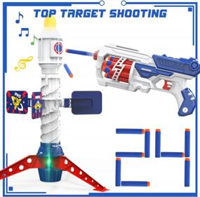 img 2 attached to Eaglestone Rocket Shooting Game Toys для мальчиков 6,7,8,9,10+ лет, детский игрушечный пистолет с 24 мягкими пулями дартс, стрельба по мишеням со звуком, свет, браслет, Рождество, подарки на день рождения для детей