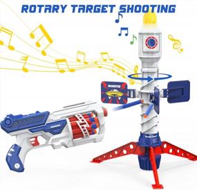 img 1 attached to Eaglestone Rocket Shooting Game Toys для мальчиков 6,7,8,9,10+ лет, детский игрушечный пистолет с 24 мягкими пулями дартс, стрельба по мишеням со звуком, свет, браслет, Рождество, подарки на день рождения для детей