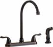 upgrade your kitchen with ufaucet antique solid brass 2 handle oil rubbed bronze faucet with two pull-out sprayer modes and four-hole installation logo