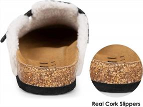 img 3 attached to Mens Slippers With Arch Support, Cork House Slides With Adjudtable Buckle Strap And Warm Lining For Indoor Outdoors
