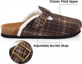 img 2 attached to Mens Slippers With Arch Support, Cork House Slides With Adjudtable Buckle Strap And Warm Lining For Indoor Outdoors