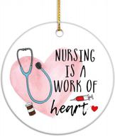 vilight nurse appreciation and retirement gifts for women men - practitioner and graduation gifts for new nurse - nursing is a work of heart christmas ornament with tag - 2.75 inch logo