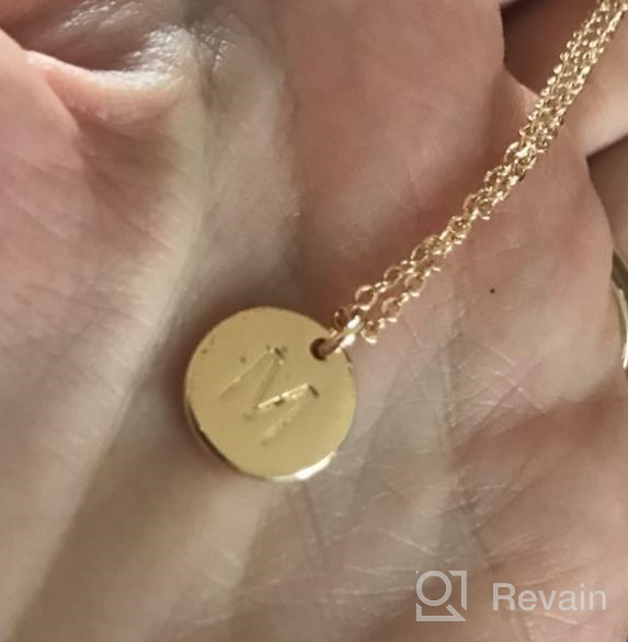 img 1 attached to IEFWELL 14K Gold Filled Double-Sided Engraved Hammered Coin Necklace: Exquisite Women's Initial Necklace & Layered Jewelry review by Sparkle Ross