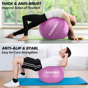 img 2 attached to Thick And Anti-Burst Exercise Ball With Quick Pump Included For Balance, Workout, Core Training, And Stability - Suitable For Gym, Office, And Indoor Use - EveryMile Yoga Ball (55-75Cm)
