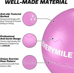 img 3 attached to Thick And Anti-Burst Exercise Ball With Quick Pump Included For Balance, Workout, Core Training, And Stability - Suitable For Gym, Office, And Indoor Use - EveryMile Yoga Ball (55-75Cm)