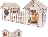 🏰 premium extra large wooden rabbit castle with courtyard - luxurious indoor wooden cat beds, rabbit hideout bunny house - rest and play house for small animals: chinchilla, guinea pig, hamster habitat logo