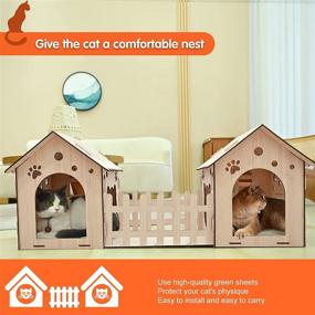 img 1 attached to 🏰 Premium Extra Large Wooden Rabbit Castle with Courtyard - Luxurious Indoor Wooden Cat Beds, Rabbit Hideout Bunny House - Rest and Play House for Small Animals: Chinchilla, Guinea Pig, Hamster Habitat