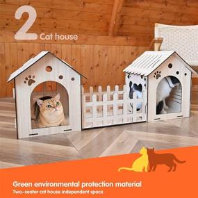 img 3 attached to 🏰 Premium Extra Large Wooden Rabbit Castle with Courtyard - Luxurious Indoor Wooden Cat Beds, Rabbit Hideout Bunny House - Rest and Play House for Small Animals: Chinchilla, Guinea Pig, Hamster Habitat