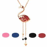 flamingo-inspired aromatherapy diffuser necklace in rose gold - perfect gift for women on any occasion! logo