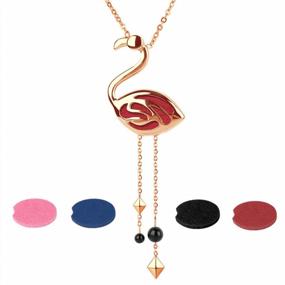img 4 attached to Flamingo-Inspired Aromatherapy Diffuser Necklace In Rose Gold - Perfect Gift For Women On Any Occasion!
