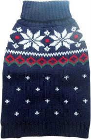 img 2 attached to Stay Warm And Stylish: Tangpan Snow Print Pet Dog Turtleneck Sweater In Black - Size M