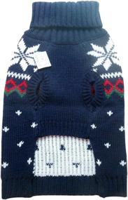 img 1 attached to Stay Warm And Stylish: Tangpan Snow Print Pet Dog Turtleneck Sweater In Black - Size M