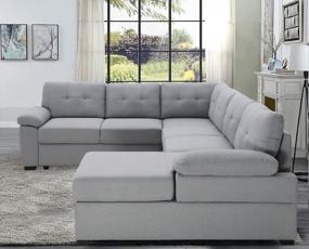 img 3 attached to Серый 6-местный модульный секционный диван-кровать с выдвижным диваном, шезлонгом для хранения и спальным местом для наборов мебели для гостиной