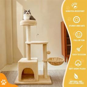 img 3 attached to Enhance Your Cat's Playtime with the MeowHomm 40 Inches Cat Tree Cat Tower, Featuring Sisal Scratching Post, Cozy Condo, Spacious Perch, Plush Perches, and Fluffy Balls