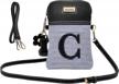 monogrammed pu leather crossbody bag with black white stripe canvas - inone cell phone purse for women logo