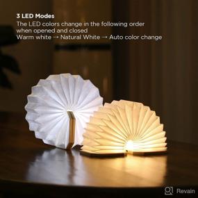 img 1 attached to 📚 Mooas Wooden Book Lamp - Rechargeable LED Nightlight & Folding Table Lamp with Magnetic Strap (Light Brown)