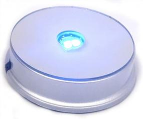 img 2 attached to Набор из 2 подставок для товаров со светодиодной подсветкой Amlong Crystal с зеркальной верхней частью и 3 меняющими цвет огнями - серебристый