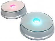 набор из 2 подставок для товаров со светодиодной подсветкой amlong crystal с зеркальной верхней частью и 3 меняющими цвет огнями - серебристый логотип