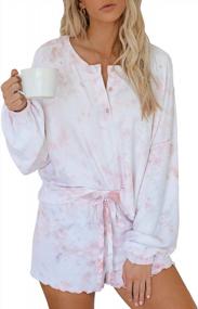 img 1 attached to LAMISSCHE Women'S Tie Dye PJ Sets: Long Sleeve Button-Up Shirt With Drawstring High Waist Shorts - Casual And Loose Loungewear Sleepwear