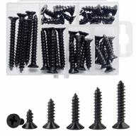 36pcs m6 black self-tapping screws assortment kit - phillips drive flat & countersunk head, zinc plated fasteners 5/8" to 2"" length logo