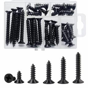 img 4 attached to 36Pcs M6 Black Self-Tapping Screws Assortment Kit - Phillips Drive Flat & Countersunk Head, Zinc Plated Fasteners 5/8" To 2"" Length