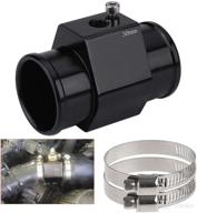 🌡️ 38mm black aluminum water temperature meter gauge joint pipe radiator sensor adaptor attachment with hose clamps logo