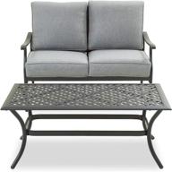 all-weather patio loveseat set with 2-person cushioned outdoor sofa bench and coffee table - perfect for relaxing outdoors (2 pieces, grey) logo