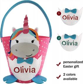 img 3 attached to Personalized Easter Egg Hunt Bucket For Girls - Unicorn Non-Woven Bag With Gifts & Candy!
