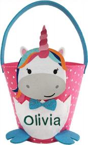 img 4 attached to Personalized Easter Egg Hunt Bucket For Girls - Unicorn Non-Woven Bag With Gifts & Candy!