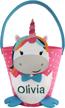 personalized easter egg hunt bucket for girls - unicorn non-woven bag with gifts & candy! logo