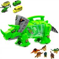 портативный органайзер для игрушек динозавров с ручкой для переноски и колесами - включает в себя мини-динозавров и автомобильные игрушки для детей - идеальная переноска для хранения игрушек jurassic world для маленьких мальчиков и девочек логотип
