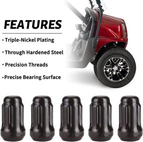 img 1 attached to Enhance Your Golf Cart's Style with 10L0L Chrome Wheel Lug Nuts, 1/2''-20 Size for EZGO & Club Car (16 Pack)