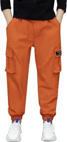 img 4 attached to 👖 Boys' Clothing: Elastic Jogger Drawstring Trousers with Pockets at Pants