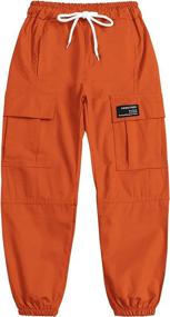 img 2 attached to 👖 Boys' Clothing: Elastic Jogger Drawstring Trousers with Pockets at Pants