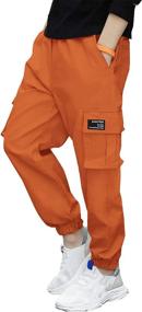 img 3 attached to 👖 Boys' Clothing: Elastic Jogger Drawstring Trousers with Pockets at Pants