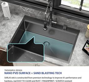 img 2 attached to 28 Inch Gunmetal Black Kitchen Sink Drop In Workstation - Sarlai 28 X22 Inch Drop In Nano Coating Stainless Steel Single Bowl Topmount Kitchen Sink